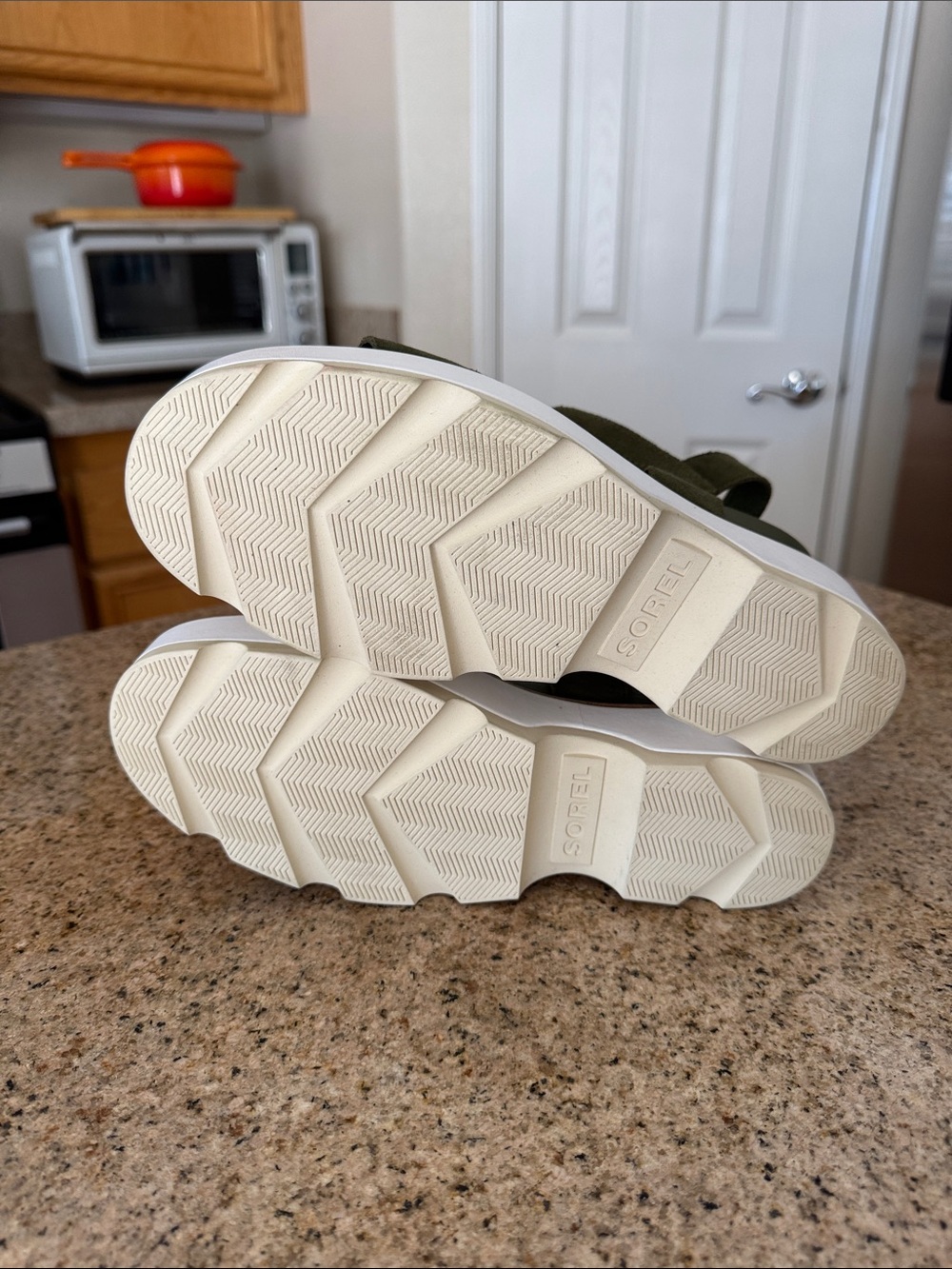 Sorel Olive Green Suede Platform Slingback Sandals NEW no box - Picture 9 of 9